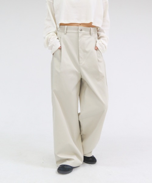lit（リット）の「Waist Tab Straight Pants（その他パンツ・レディース・キナリ/ブラック・36/38）」の9枚目の写真