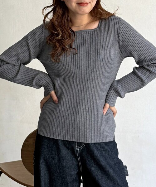 CPCM(シーピーシーエム)の「【PIPI's企画】スクエアネックリブニット(ニット/セーター・レディース・ブラック/アイボリー/グレー・FREE)」の11枚目の写真
