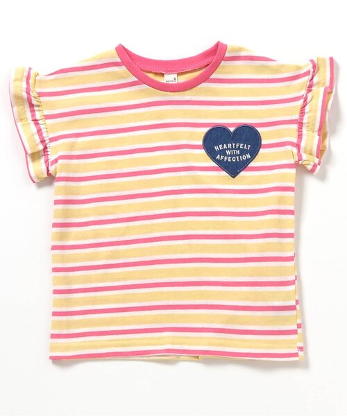 apres les cours（アプレレクール）の「【WEB限定】ハート・フラワーアップリケフリルTシャツ（Tシャツ/カットソー・キッズ・オフホワイト/サックスブルー/アイボリー/ピンク/ネイビー/その他2・120/110/90/80/130/140/100）」の6枚目の写真