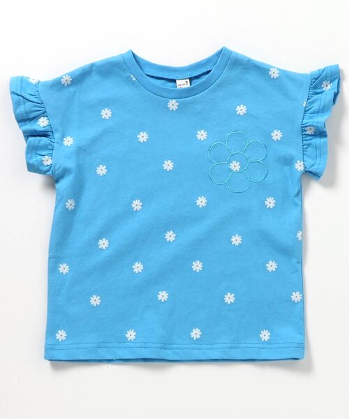 apres les cours（アプレレクール）の「【WEB限定】ハート・フラワーアップリケフリルTシャツ（Tシャツ/カットソー・キッズ・オフホワイト/サックスブルー/アイボリー/ピンク/ネイビー/その他2・120/110/90/80/130/140/100）」の4枚目の写真