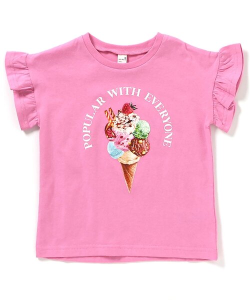 apres les cours（アプレレクール）の「【WEB限定】ハート・フラワーアップリケフリルTシャツ（Tシャツ/カットソー・キッズ・オフホワイト/サックスブルー/アイボリー/ピンク/ネイビー/その他2・120/110/90/80/130/140/100）」の5枚目の写真