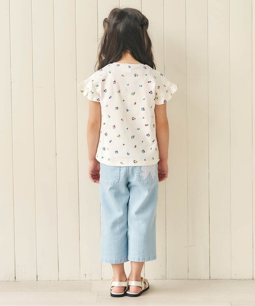 apres les cours（アプレレクール）の「【WEB限定】ハート・フラワーアップリケフリルTシャツ（Tシャツ/カットソー・キッズ・オフホワイト/サックスブルー/アイボリー/ピンク/ネイビー/その他2・120/110/90/80/130/140/100）」の8枚目の写真