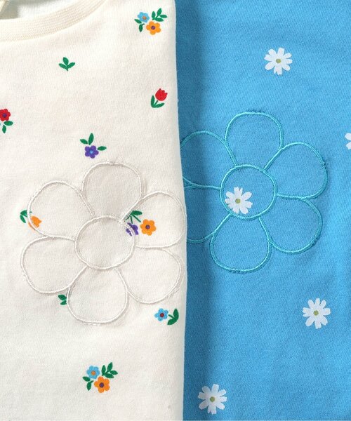 apres les cours（アプレレクール）の「【WEB限定】ハート・フラワーアップリケフリルTシャツ（Tシャツ/カットソー・キッズ・オフホワイト/サックスブルー/アイボリー/ピンク/ネイビー/その他2・120/110/90/80/130/140/100）」の15枚目の写真