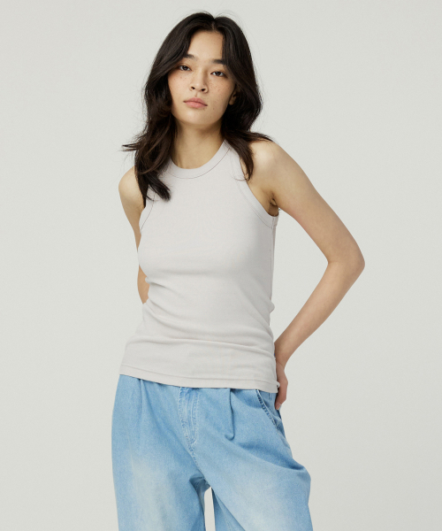 MAGOODGAN(メックウッドガン)の「スリーバー3905 ソフトリブスリーブレス グレー 袖なしTシャツ(Tシャツ/カットソー・レディース・その他・ONE)」の2枚目の写真