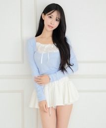 ALLuRing ChaRm | Frill Ribbon Ribbed Knit Blouse / フリルリボンリブニットブラウス(シャツ/ブラウス)