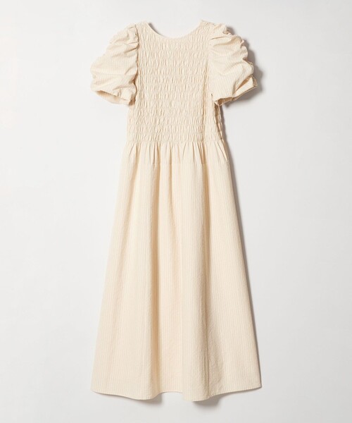 EMMEL REFINES(エメルリファインズ)の「<EMMEL REFINES>EM ストライプ シャーリング フレア ワンピース(ワンピース・レディース・ベージュ/ライトブルー・M/S)」の11枚目の写真