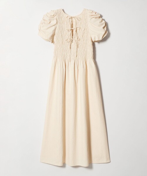 EMMEL REFINES(エメルリファインズ)の「<EMMEL REFINES>EM ストライプ シャーリング フレア ワンピース(ワンピース・レディース・ベージュ/ライトブルー・M/S)」の12枚目の写真