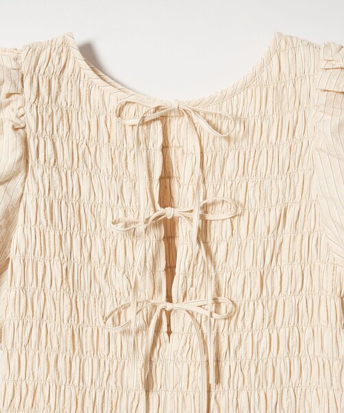 EMMEL REFINES(エメルリファインズ)の「<EMMEL REFINES>EM ストライプ シャーリング フレア ワンピース(ワンピース・レディース・ベージュ/ライトブルー・M/S)」の16枚目の写真