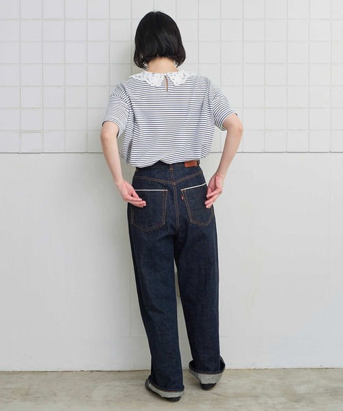 l'atelier du savon(アトリエドサボン)の「バテンレース襟のボーダーTシャツ(Tシャツ/カットソー・レディース・ブルー/ピンク/グリーン/アイボリー・FREE)」の10枚目の写真