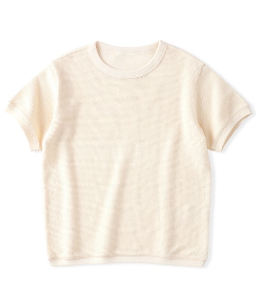 無印良品(ムジルシリョウヒン)の「キッズ ワッフル編みクルーネック半袖Tシャツ(Tシャツ/カットソー・キッズ・ピンク系/キナリ/カーキ系/ブルー系/ネイビー/グレー系・130/110/120/140/150)」の2枚目の写真