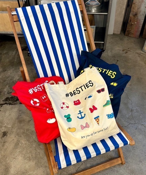 My sugar Babe（マイシュガーベイブ）の「MSB besties tote bag（トートバッグ・メンズ・ベージュ/ブルー/レッド・フリー）」の13枚目の写真