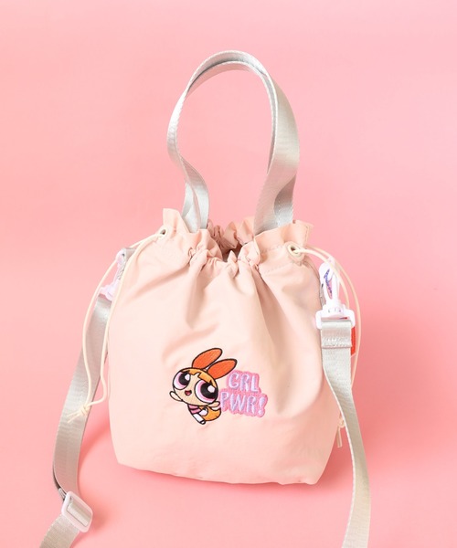 FUNALIVE(ファンアライブ)の「ThePowerpuffGirls パワーパフガールズ 巾着ショルダー トートバッグ 刺繍(ショルダーバッグ・レディース・ブルー/グリーン/ピンク・FREE)」の3枚目の写真
