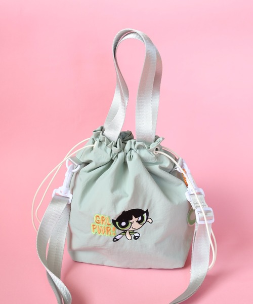 FUNALIVE(ファンアライブ)の「ThePowerpuffGirls パワーパフガールズ 巾着ショルダー トートバッグ 刺繍(ショルダーバッグ・レディース・ブルー/グリーン/ピンク・FREE)」の2枚目の写真
