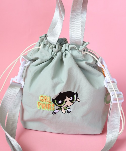 FUNALIVE(ファンアライブ)の「ThePowerpuffGirls パワーパフガールズ 巾着ショルダー トートバッグ 刺繍(ショルダーバッグ・レディース・ブルー/グリーン/ピンク・FREE)」の4枚目の写真