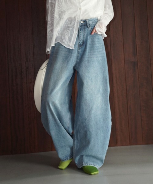 chuclla shirt と ワイドデニム chuclla（チュクラ） ジーンズ デニム デニムパンツ ハイウエスト