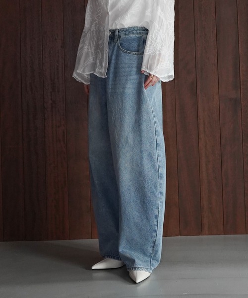 chuclla(チュクラ)の「カーブシルエットワイドデニム chw26s135(デニムパンツ・レディース・ブルー・S/M/L)」の9枚目の写真