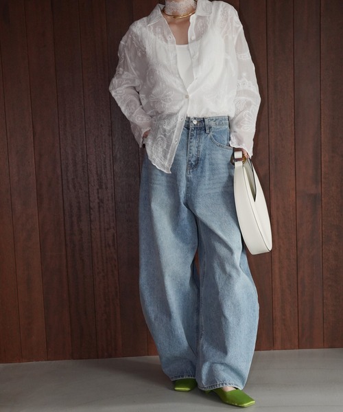chuclla(チュクラ)の「カーブシルエットワイドデニム chw26s135(デニムパンツ・レディース・ブルー・S/M/L)」の11枚目の写真