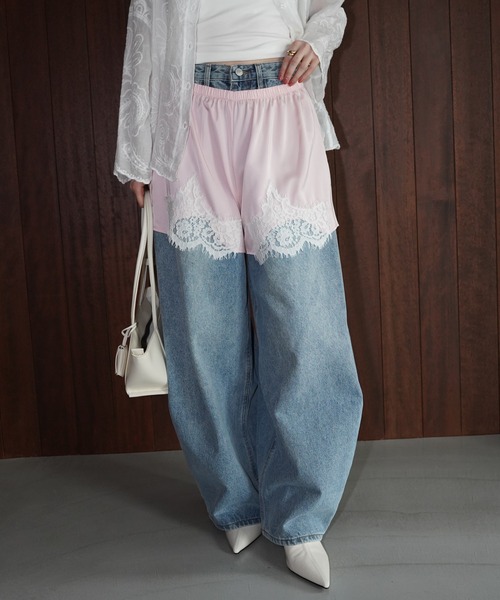 chuclla(チュクラ)の「カーブシルエットワイドデニム chw26s135(デニムパンツ・レディース・ブルー・S/M/L)」の12枚目の写真