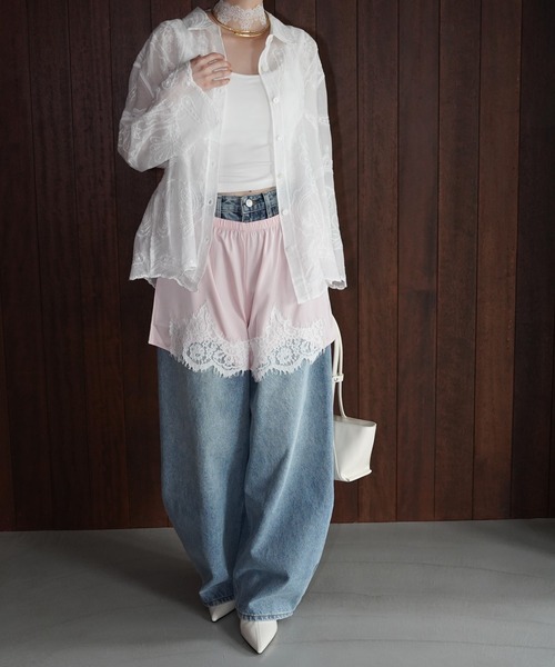 chuclla(チュクラ)の「カーブシルエットワイドデニム chw26s135(デニムパンツ・レディース・ブルー・S/M/L)」の13枚目の写真