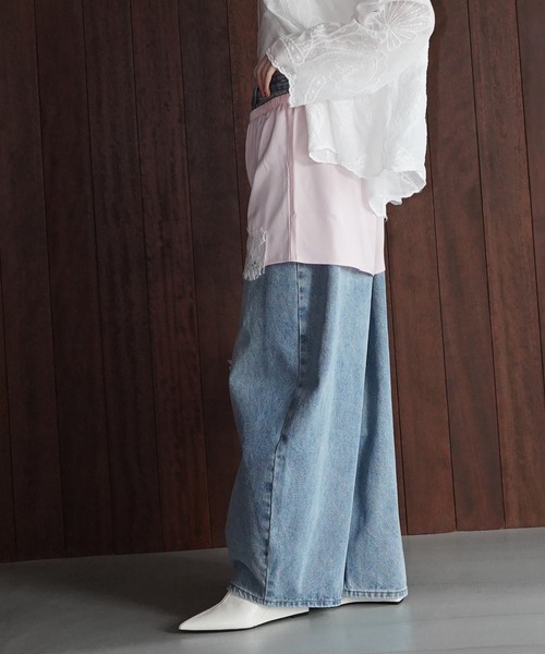 chuclla(チュクラ)の「カーブシルエットワイドデニム chw26s135(デニムパンツ・レディース・ブルー・S/M/L)」の14枚目の写真