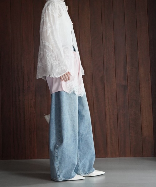 chuclla(チュクラ)の「カーブシルエットワイドデニム chw26s135(デニムパンツ・レディース・ブルー・S/M/L)」の15枚目の写真