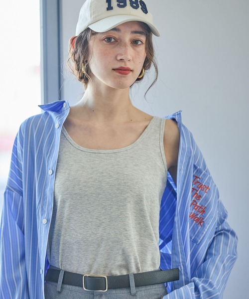 GEORGE'S(ジョージズ)の「リブタンク(タンクトップ・レディース・オフホワイト/ブラック/ブルー/グレー・FREE)」の3枚目の写真