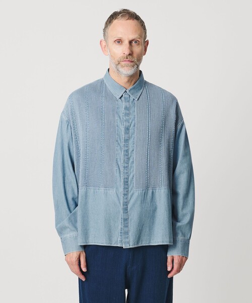 Pheeta（フィータ）の「＜Pheeta＞Trinity  デニムシャツ ‐UNISEX‐ /015CMen-SH5D（シャツ/ブラウス・レディース・ライトブルー/ブラック・1/2）」の11枚目の写真