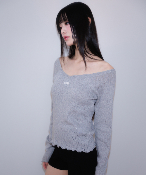 ROSEFRANTZ（ロゼフランツ）の「Lace Label V-Neck Long Sleeve [Gray]（Tシャツ/カットソー・レディース・アッシュグレー・OS）」の4枚目の写真