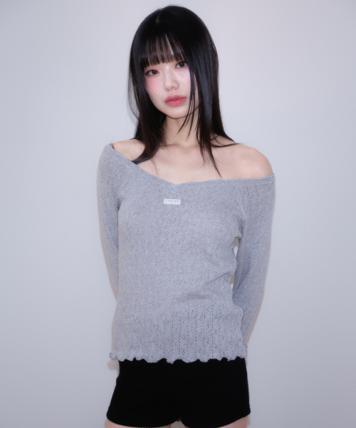 ROSEFRANTZ（ロゼフランツ）の「Lace Label V-Neck Long Sleeve [Gray]（Tシャツ/カットソー・レディース・アッシュグレー・OS）」の6枚目の写真