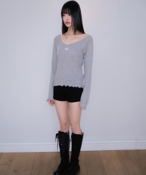 ROSEFRANTZ（ロゼフランツ）の「Lace Label V-Neck Long Sleeve [Gray]（Tシャツ/カットソー・レディース・アッシュグレー・OS）」の14枚目の写真