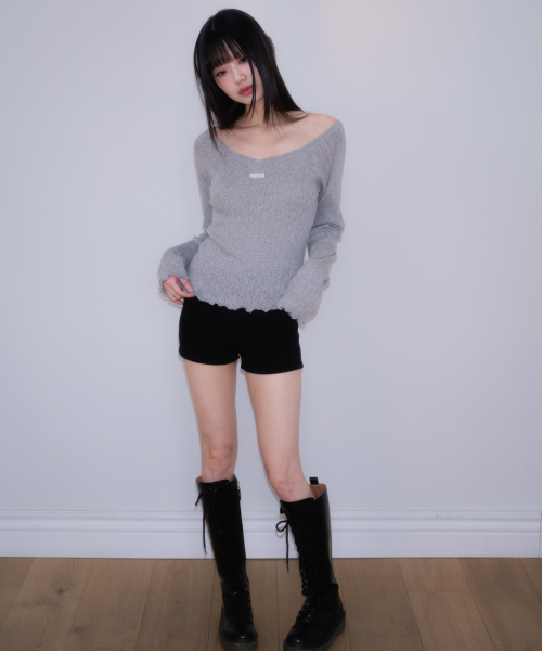 ROSEFRANTZ（ロゼフランツ）の「Lace Label V-Neck Long Sleeve [Gray]（Tシャツ/カットソー・レディース・アッシュグレー・OS）」の17枚目の写真