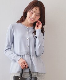 index（インデックス）の「ペプラムレイヤード多釦カーディガン【洗濯機OK】（カーディガン/ボレロ）」