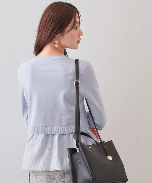 index（インデックス）の「ペプラムレイヤード多釦カーディガン【洗濯機OK】（カーディガン/ボレロ・レディース・アイボリー/ブラック/サックスブルー・36/38/40/42）」の12枚目の写真