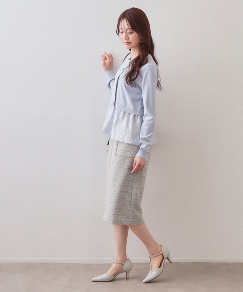 index（インデックス）の「ペプラムレイヤード多釦カーディガン【洗濯機OK】（カーディガン/ボレロ・レディース・アイボリー/ブラック/サックスブルー・36/38/40/42）」の14枚目の写真