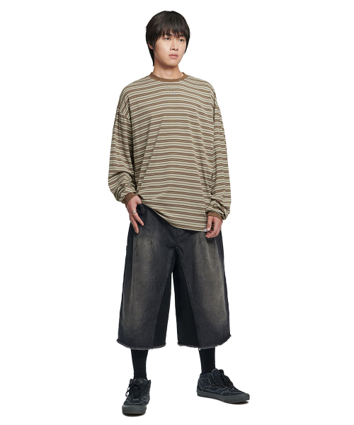 NOMANUAL（NOMANUAL）の「OFFBEAT STRIPE LONG SLEEVE TEE - BROWN（Tシャツ/カットソー・レディース・その他・LARGE/SMALL/MEDIUM/X-LARGE）」の7枚目の写真