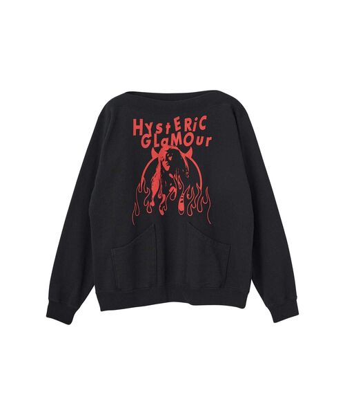 HYSTERIC GLAMOUR（ヒステリックグラマー）の「FIRE WOMAN ボートネックスウェット（スウェット・メンズ・ブラック/イエロー/ホワイト・X-LARGE/LARGE/MEDIUM/SMALL）」の2枚目の写真
