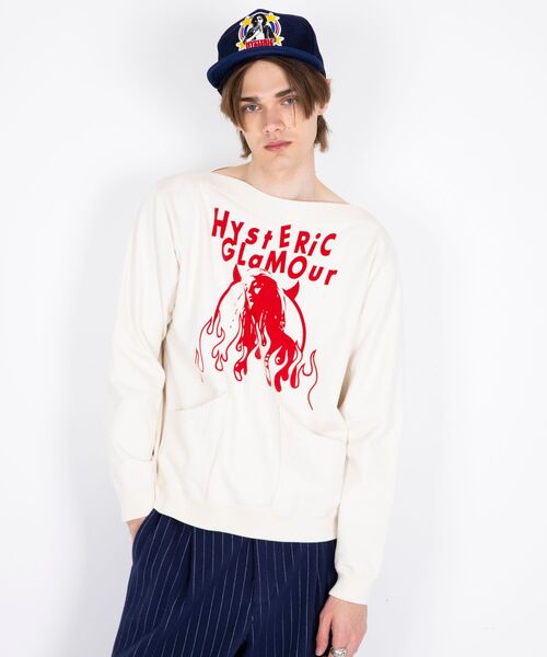 HYSTERIC GLAMOUR（ヒステリックグラマー）の「FIRE WOMAN ボートネックスウェット（スウェット・メンズ・ブラック/イエロー/ホワイト・X-LARGE/LARGE/MEDIUM/SMALL）」の6枚目の写真