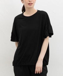 【ハニさら・接触冷感・吸水速乾・UVカット】フリル袖ゆるTシャツ