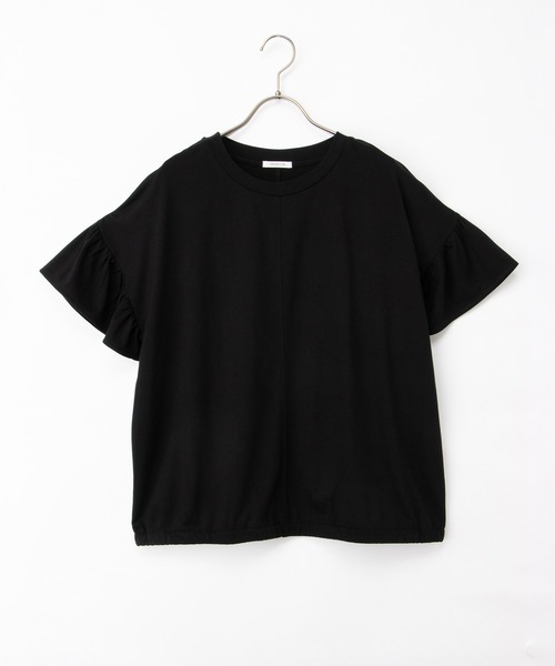 Honeys（ハニーズ）の「【ハニさら・接触冷感・吸水速乾・ＵＶカット】フリル袖ゆるＴシャツ（Tシャツ/カットソー・レディース・ダークグリーン/モカ/ネイビー/ブラック・F）」の15枚目の写真