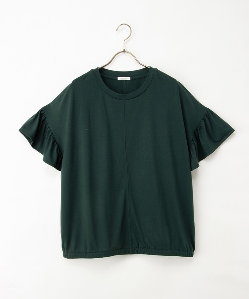 Honeys（ハニーズ）の「【ハニさら・接触冷感・吸水速乾・ＵＶカット】フリル袖ゆるＴシャツ（Tシャツ/カットソー・レディース・ダークグリーン/モカ/ネイビー/ブラック・F）」の19枚目の写真