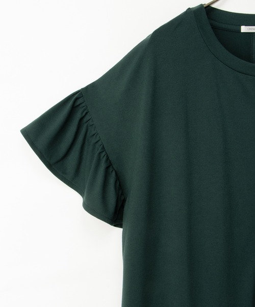 Honeys（ハニーズ）の「【ハニさら・接触冷感・吸水速乾・ＵＶカット】フリル袖ゆるＴシャツ（Tシャツ/カットソー・レディース・ダークグリーン/モカ/ネイビー/ブラック・F）」の20枚目の写真