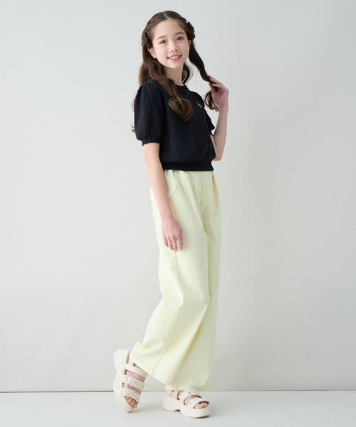 Amourire girl（アムリールガール）の「ワンポイントロゴTシャツ（Tシャツ/カットソー・キッズ・サックスブルー/ブラック/オフホワイト・150cm/140cm/130cm/160cm）」の9枚目の写真