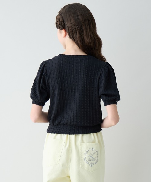 Amourire girl（アムリールガール）の「ワンポイントロゴTシャツ（Tシャツ/カットソー・キッズ・サックスブルー/ブラック/オフホワイト・150cm/140cm/130cm/160cm）」の7枚目の写真