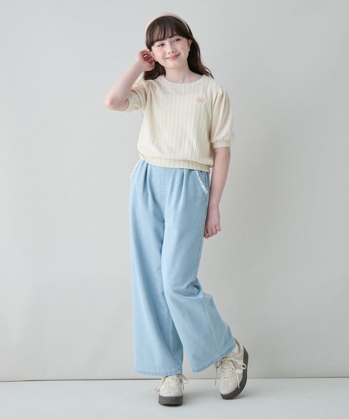 Amourire girl（アムリールガール）の「ワンポイントロゴTシャツ（Tシャツ/カットソー・キッズ・サックスブルー/ブラック/オフホワイト・150cm/140cm/130cm/160cm）」の19枚目の写真