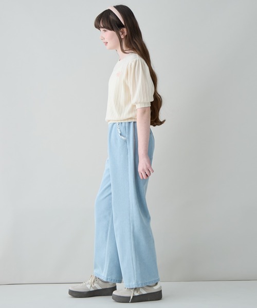 Amourire girl（アムリールガール）の「ワンポイントロゴTシャツ（Tシャツ/カットソー・キッズ・サックスブルー/ブラック/オフホワイト・150cm/140cm/130cm/160cm）」の20枚目の写真