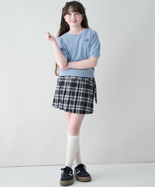 Amourire girl（アムリールガール）の「ワンポイントロゴTシャツ（Tシャツ/カットソー・キッズ・サックスブルー/ブラック/オフホワイト・150cm/140cm/130cm/160cm）」の11枚目の写真