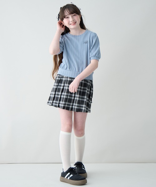 Amourire girl（アムリールガール）の「ワンポイントロゴTシャツ（Tシャツ/カットソー・キッズ・サックスブルー/ブラック/オフホワイト・150cm/140cm/130cm/160cm）」の12枚目の写真