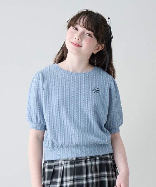 Amourire girl（アムリールガール）の「ワンポイントロゴTシャツ（Tシャツ/カットソー・キッズ・サックスブルー/ブラック/オフホワイト・150cm/140cm/130cm/160cm）」の13枚目の写真