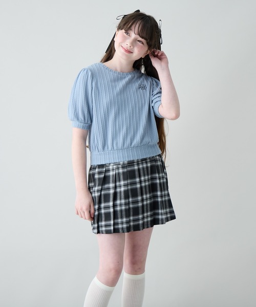 Amourire girl（アムリールガール）の「ワンポイントロゴTシャツ（Tシャツ/カットソー・キッズ・サックスブルー/ブラック/オフホワイト・150cm/140cm/130cm/160cm）」の14枚目の写真