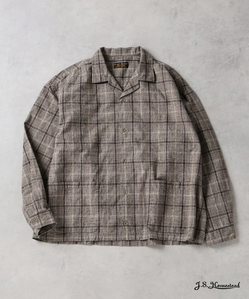 JOURNAL STANDARD J.S HOMESTEAD（ジャーナルスタンダードホームステッド）の「J.S.Homestead / リラックス オープン コットン リネン 長袖 シャツ（シャツ/ブラウス・メンズ・ネイビー/ウッド/ブラック系その他・LARGE/MEDIUM）」の2枚目の写真